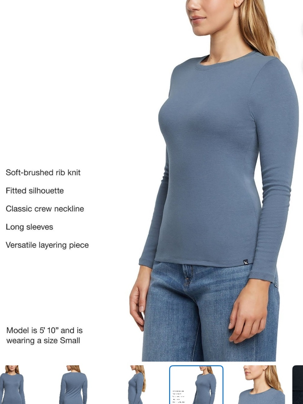 Eddie Bauer Women's Long Sleeve Crewneck Top - Slate Blue - Picture 4 of 9